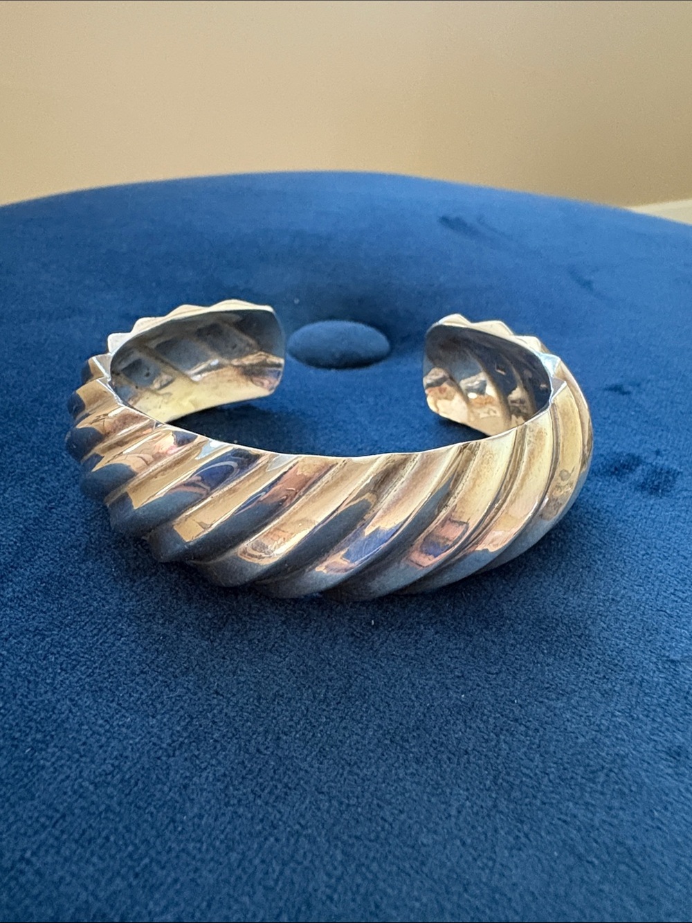 Stamped Sterling Silver Twisted Ribbed Cuff Bracelet - Silver Small